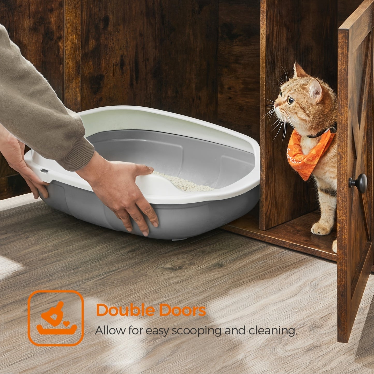 Feandrea Cat Litter Box Enclosure, End Table, Spacious Private Cat Furniture Hidden With Removable Divider, Enclosed Design, Indoor Cat House, Cat Toilet, 31.5 X 20.9 X 19.7 In, Anti-splashing, No Smell, Prevent Dogs From Scr