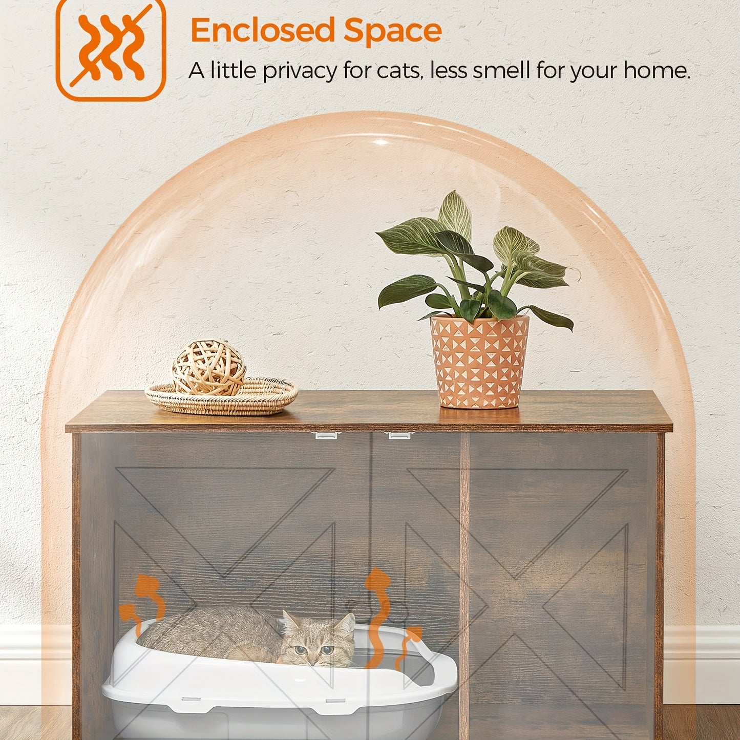 Feandrea Cat Litter Box Enclosure, End Table, Spacious Private Cat Furniture Hidden With Removable Divider, Enclosed Design, Indoor Cat House, Cat Toilet, 31.5 X 20.9 X 19.7 In, Anti-splashing, No Smell, Prevent Dogs From Scr