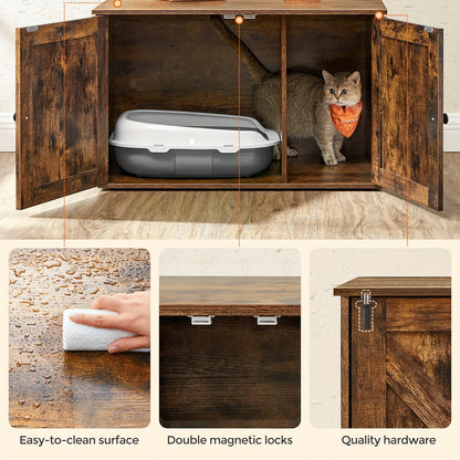 Feandrea Cat Litter Box Enclosure, End Table, Spacious Private Cat Furniture Hidden With Removable Divider, Enclosed Design, Indoor Cat House, Cat Toilet, 31.5 X 20.9 X 19.7 In, Anti-splashing, No Smell, Prevent Dogs From Scr